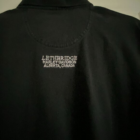 Harley Davidson Embroidered Lethbridge Polo Golf Men’s Shirt Black Cotton Sz XL - Picture 2 of 7
